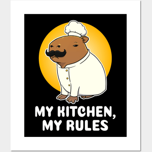 My Kitchen, My rules Capybara Chef Cartoon Posters and Art